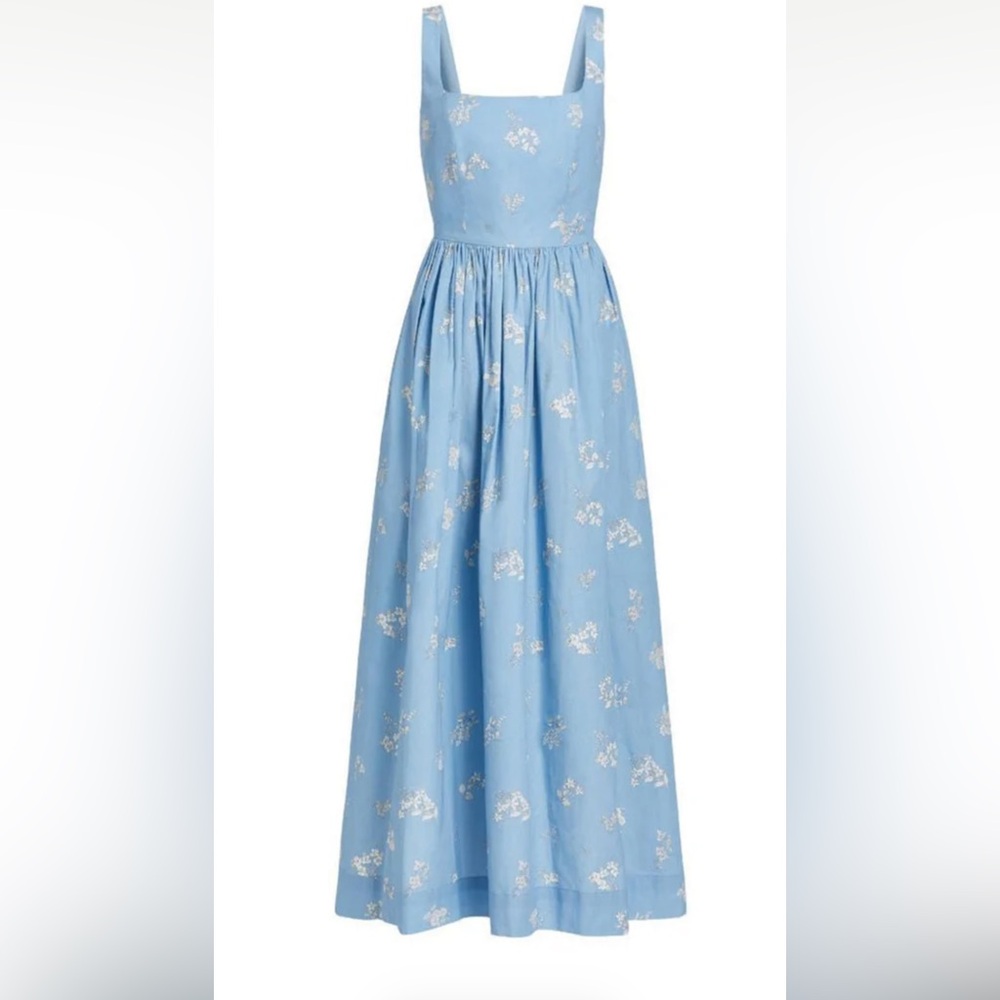 Elegant Blue Floral Maxi Dress